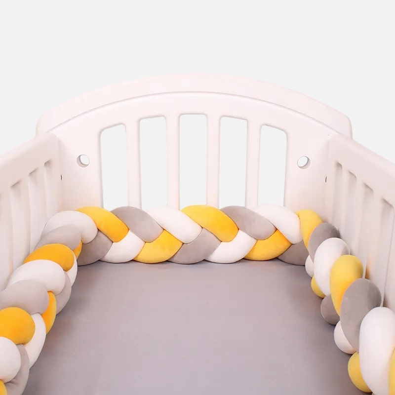 Tour de lit tressé en coton velours pour berceau bébé