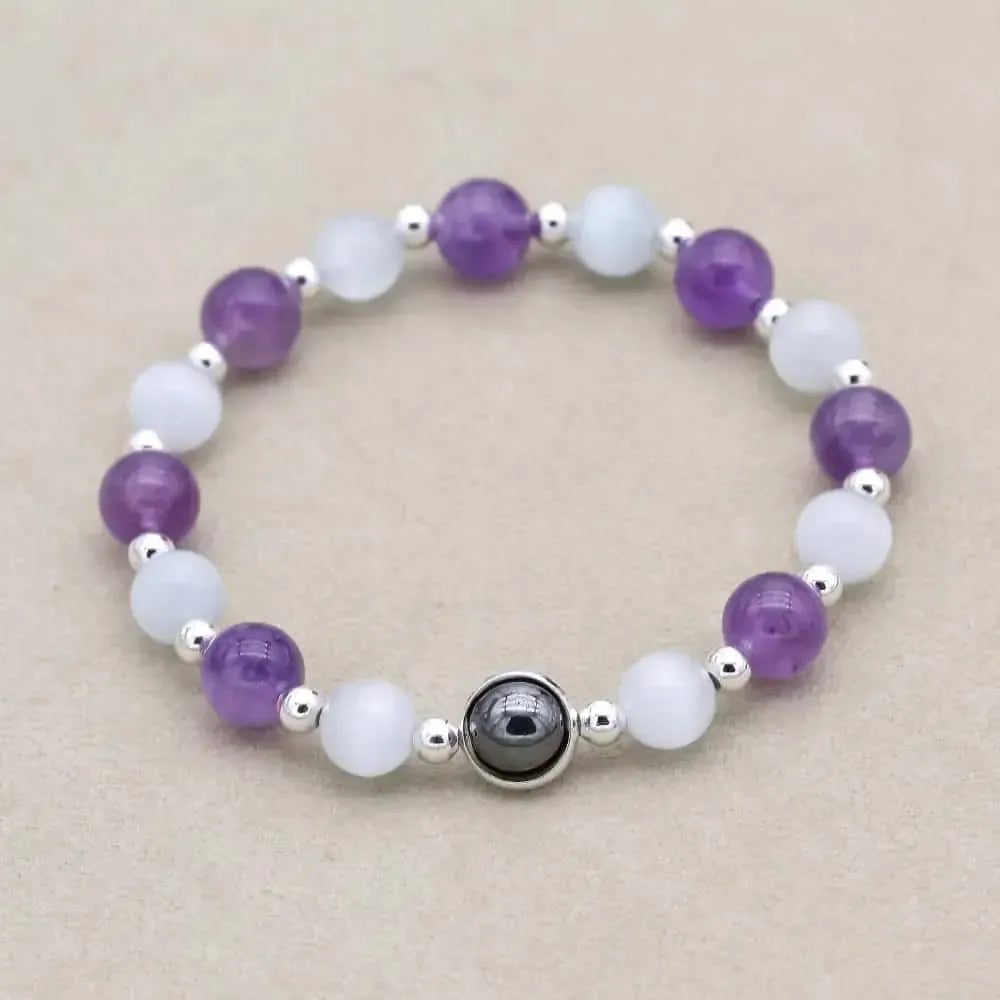 Bracelet réglable avec pierres naturelles et cordon coulissant