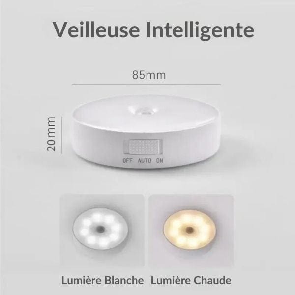 Vue latérale de la veilleuse montrant le capteur intégré