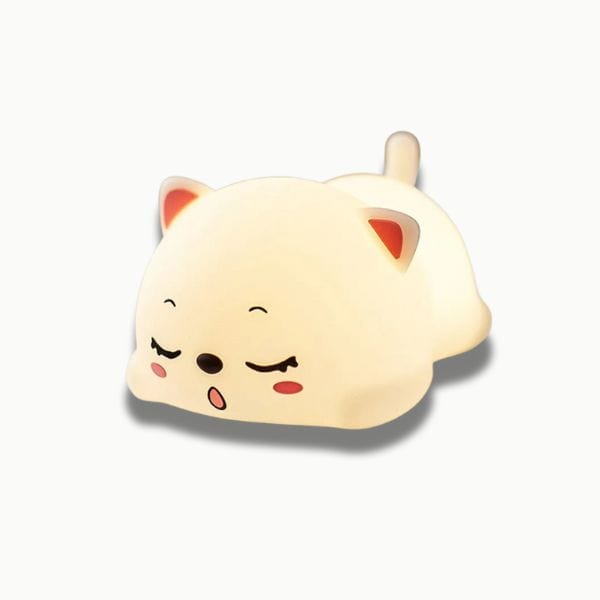 Vue latérale de la veilleuse chat, design minimaliste
