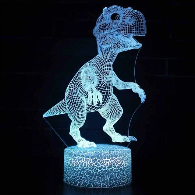 Veilleuse dinosaure 3D LED avec base craquelée et couleurs changeantes