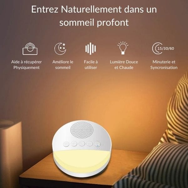 Veilleuse blanche sur table, design compact et moderne
