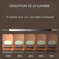 Gros plan sur la veilleuse montrant les cinq couleurs disponibles