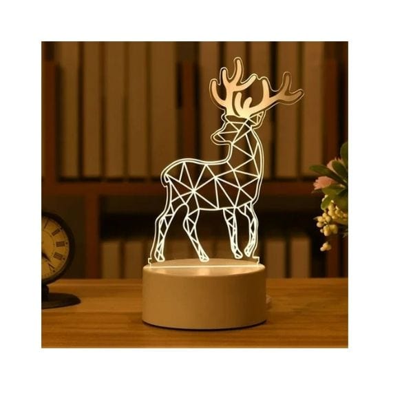 Détail de la gravure 3D du cerf sur la veilleuse