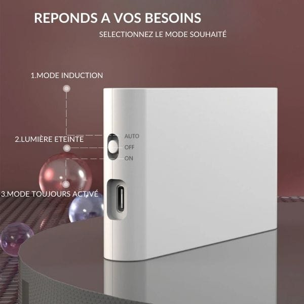 Gros plan sur le capteur de mouvement de la veilleuse LED
