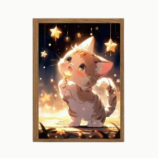 Veilleuse LED en forme de chat sur fond blanc
