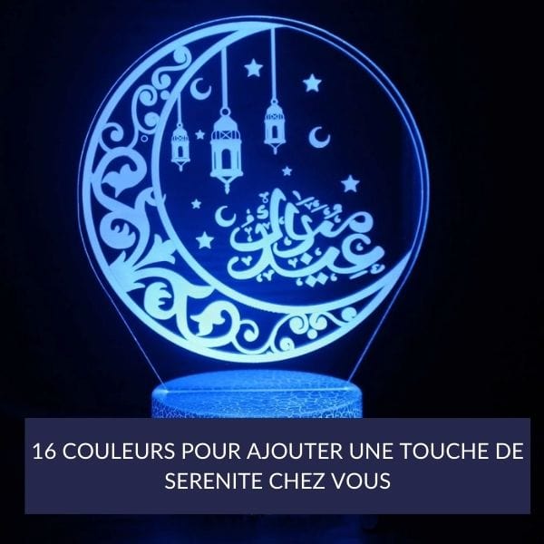 Veilleuse LED avec télécommande sur table en bois