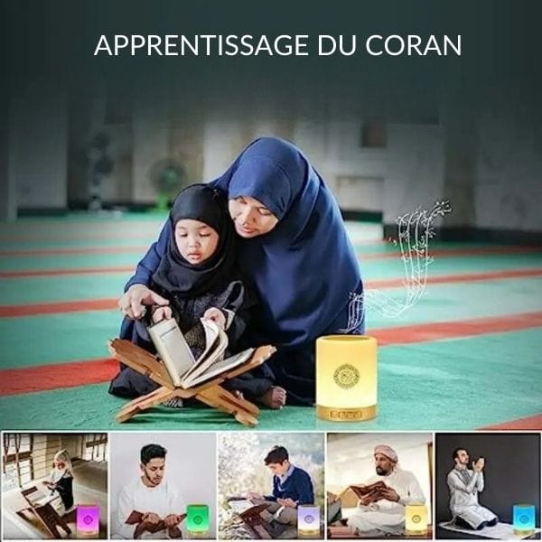 Veilleuse coranique allumée, ambiance apaisante