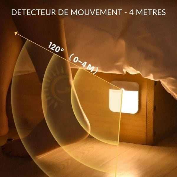 Vue latérale de la veilleuse LED installée sur un mur