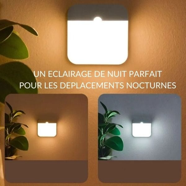 Veilleuse LED dans un couloir sombre avec détecteur de mouvement