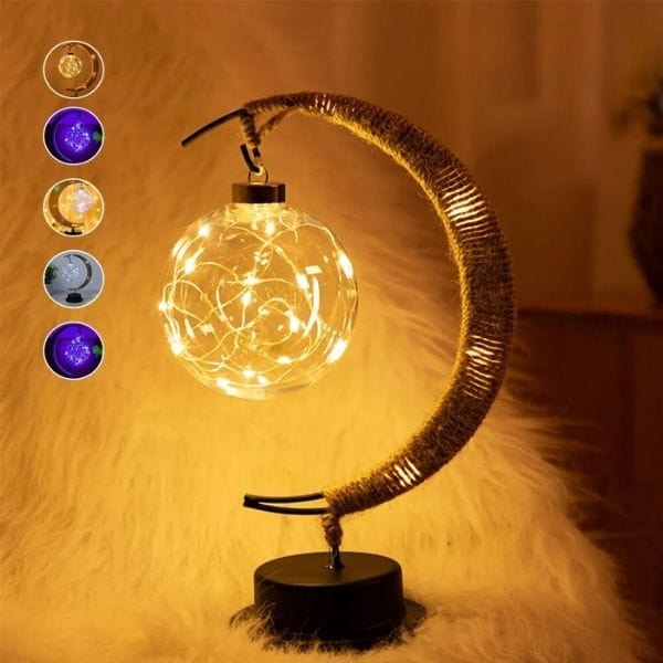 Détail de l'ampoule à filaments sur une veilleuse LED moderne