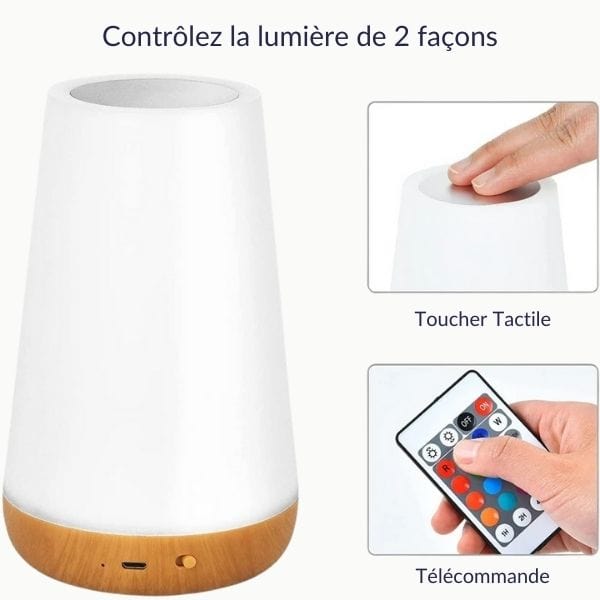 Gros plan sur la veilleuse avec couleurs changeantes