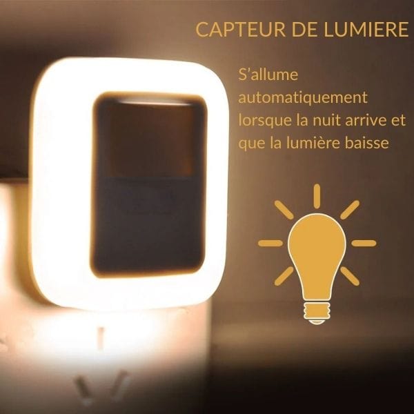 Veilleuse LED avec capteur de lumière en gros plan