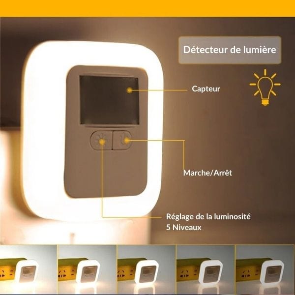 Éclairage adaptatif de la veilleuse dans une pièce sombre