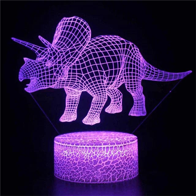 Veilleuse Triceratops 3D avec lumière LED changeante