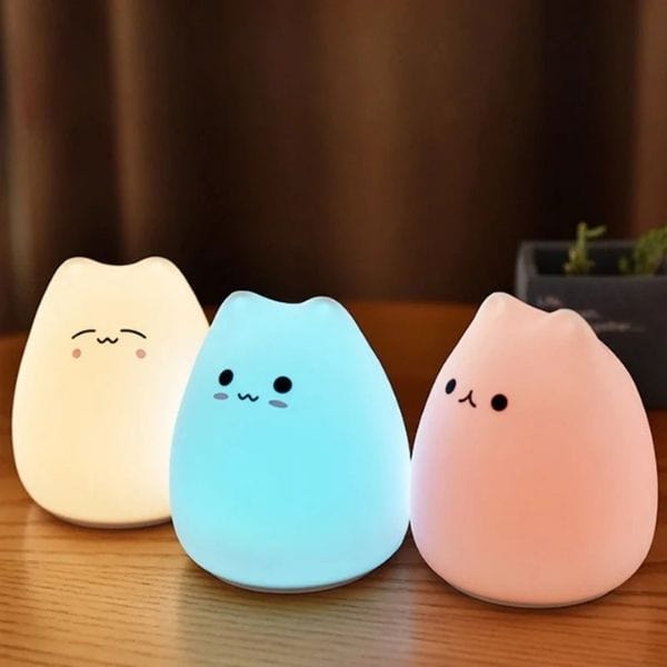 Veilleuse LED en silicone doux, forme arrondie