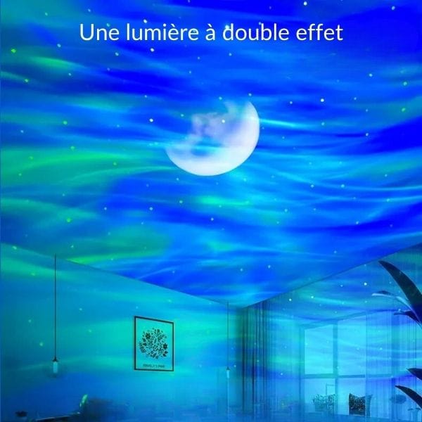 Détail de la veilleuse montrant des étoiles et la lune