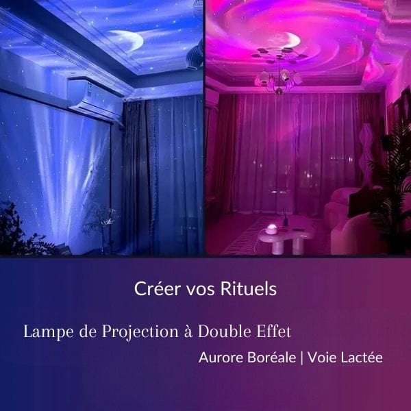 Vue de dessus de la veilleuse avec projections étoilées