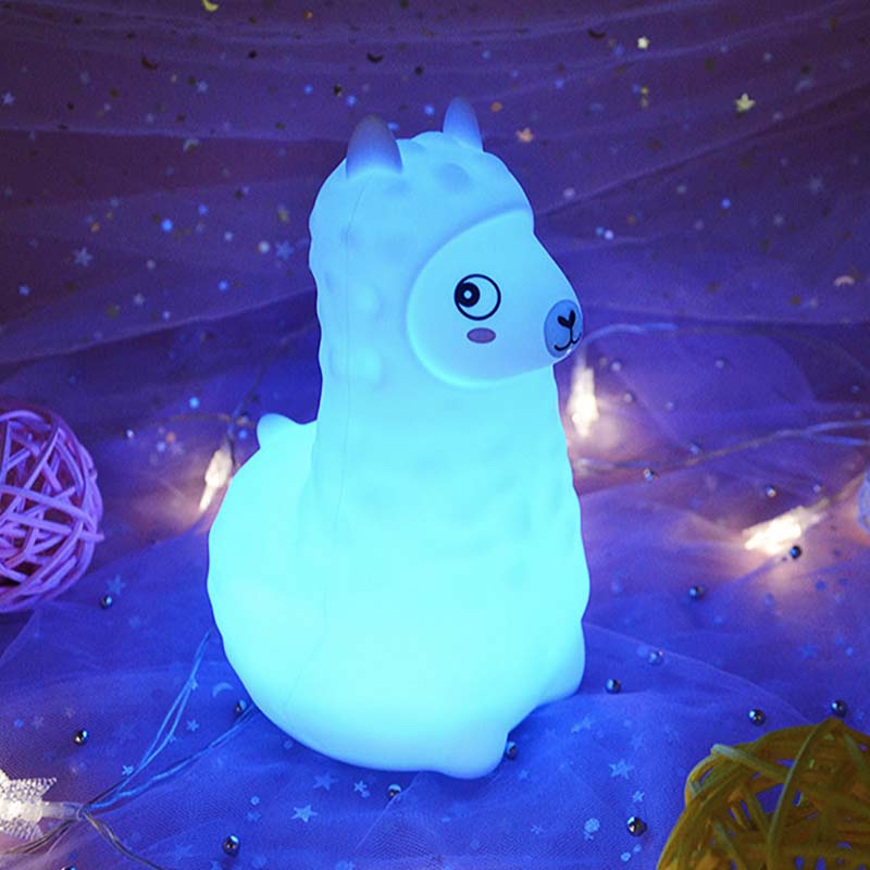 Veilleuse lama en silicone avec lumière colorée tamisée