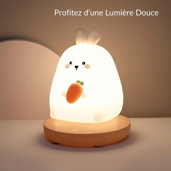 Gros plan sur la veilleuse lapin en silicone