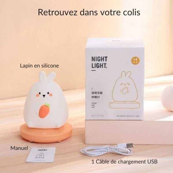 Veilleuse lapin avec intensité lumineuse réglable