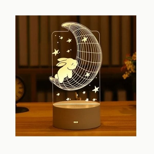 Détail du lapin sur lune, veilleuse LED apaisante