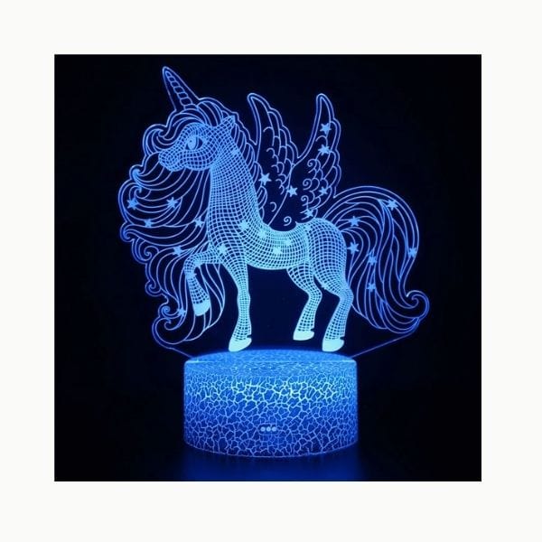 Veilleuse licorne 3D illuminant une chambre d'enfant