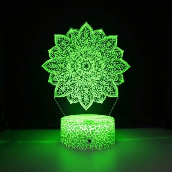 Veilleuse LED 3D lotus allumée avec couleurs changeantes