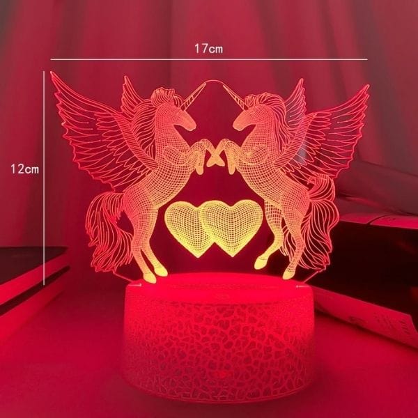 Veilleuse licorne 3D avec effet lumineux multicolore