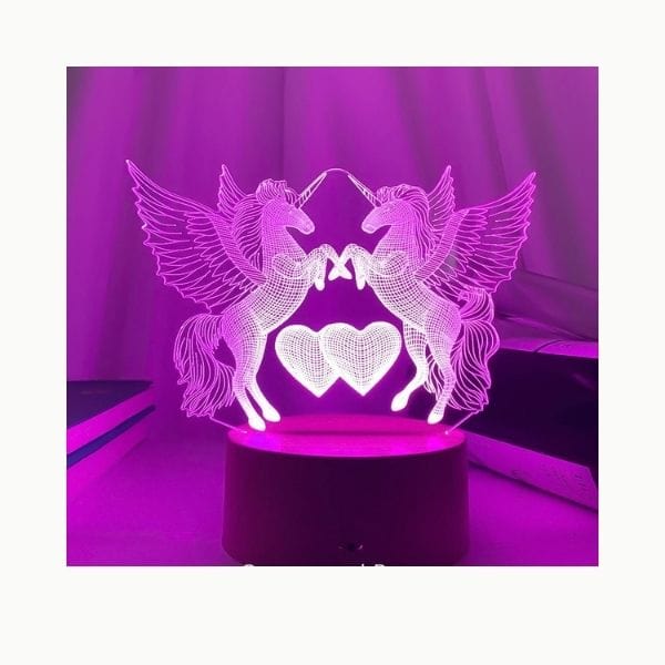 Base en bois pour veilleuse licorne LED 3D