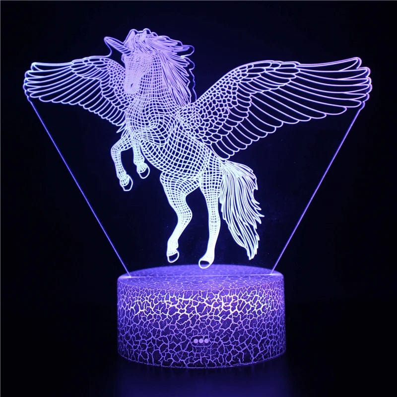 Veilleuse licorne illuminée en ambiance nocturne