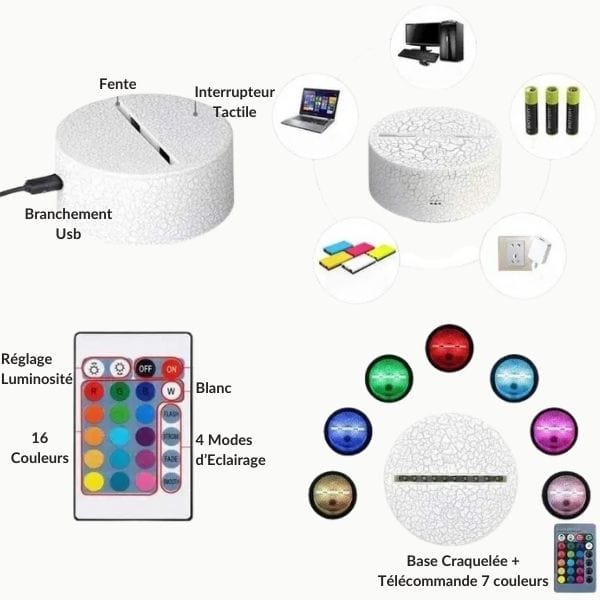 Veilleuse licorne LED 3D avec couleurs changeantes