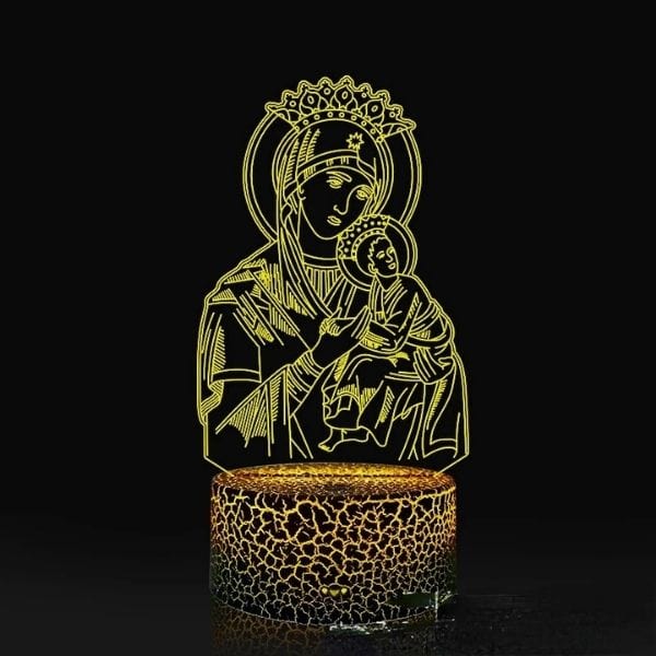 Veilleuse LED 3D Vierge Marie et Jésus illuminée