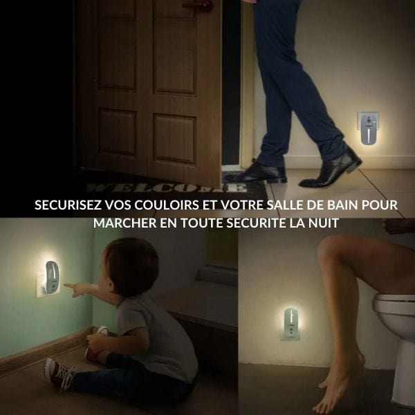 Veilleuse branchée sur une prise murale sans câbles visibles