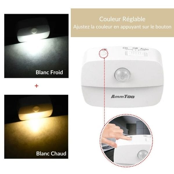 Veilleuse LED branchée sur une prise murale standard