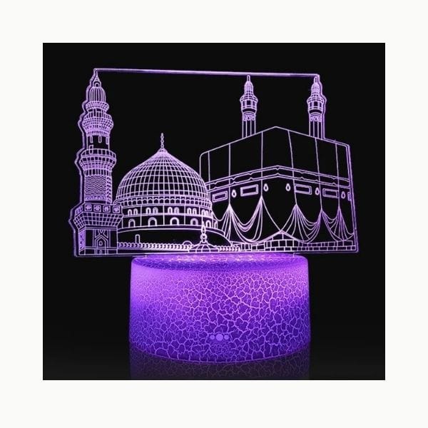 Veilleuse musulmane éteinte, design Kaaba en relief