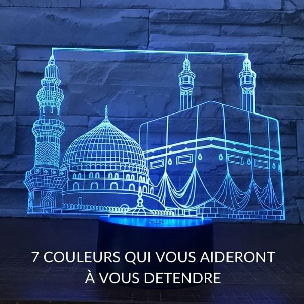 Veilleuse LED avec design Kaaba illuminée en acrylique