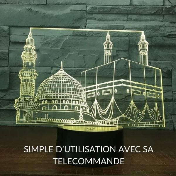 Vue rapprochée de la veilleuse montrant la Mosquée du Prophète