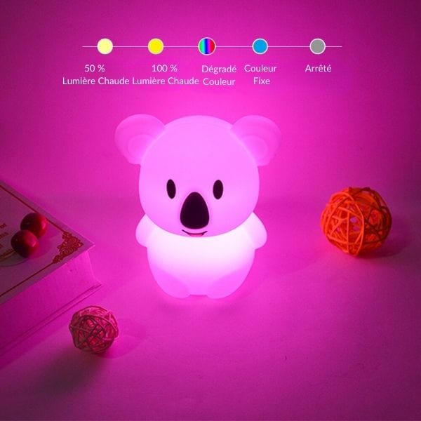 Veilleuse koala en silicone, lumière douce et apaisante
