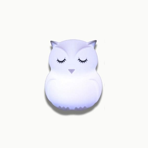 Veilleuse hibou montrant les différentes couleurs disponibles