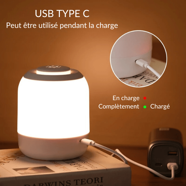 Gros plan sur le capteur tactile de la veilleuse