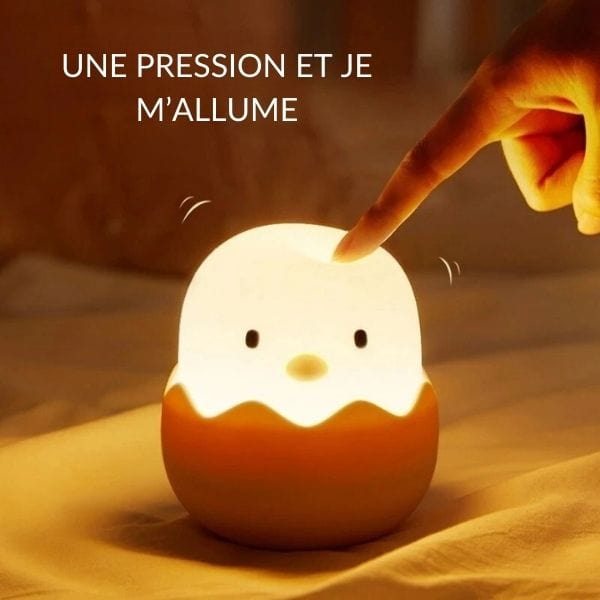 Veilleuse poussin en silicone avec lumière LED colorée