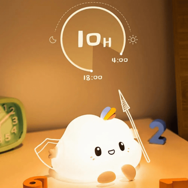 Gros plan sur la veilleuse nuage, silicone sans BPA