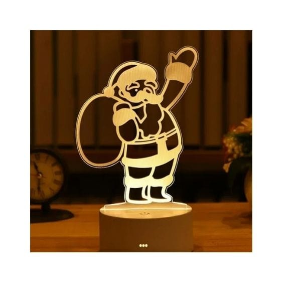 Père Noël lumineux en acrylique, lumière douce et apaisante