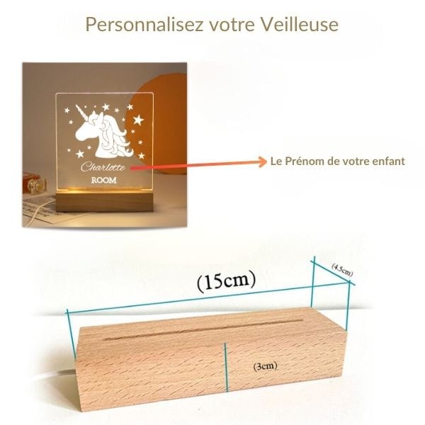 Chambre d'enfant avec veilleuse licorne allumée