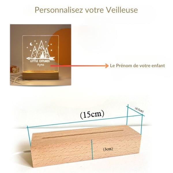 Veilleuse personnalisée avec prénom illuminé dans une chambre d'enfant