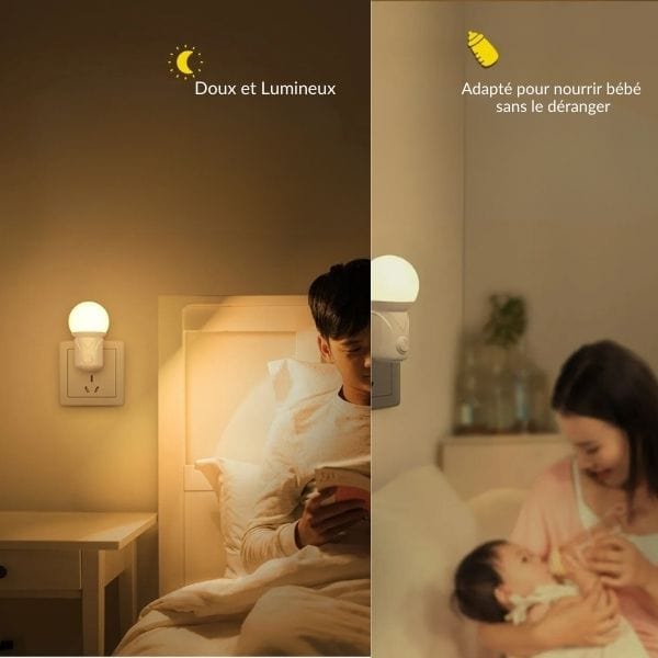 Gros plan sur la veilleuse LED avec lumière douce