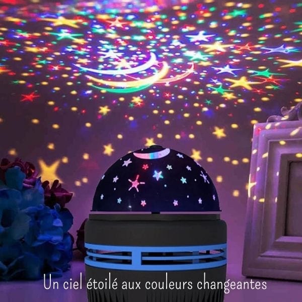 Veilleuse projecteur avec ciel étoilé en rotation