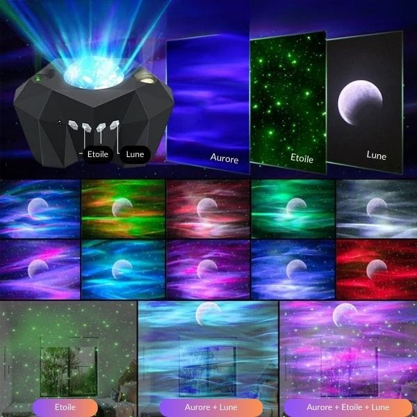 Ambiance relaxante créée par le projecteur d'étoiles