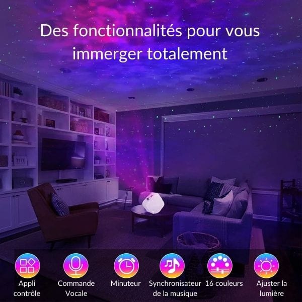 Projecteur d'étoiles avec rotation à 360 degrés sur une table